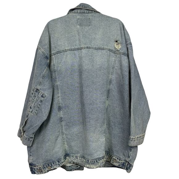 Fashion Nova Losing Focus Denim Jean Jacket Size 2X NEW Light Wash Distressed - Picture 3 of 10